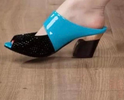 Light Blue and Black Heel