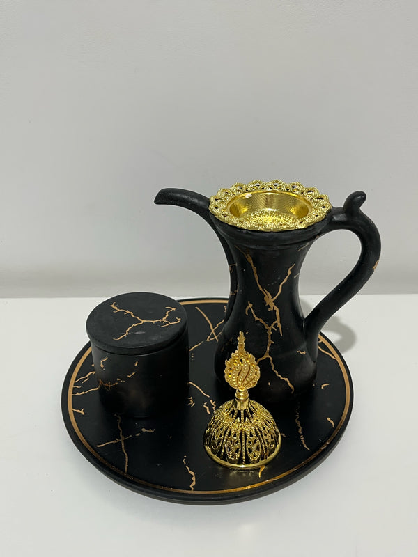 Charcoal marble mabkhara set